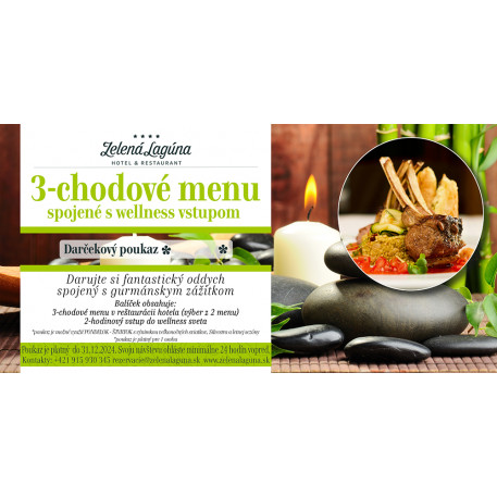3-chodové MENU spojené s WELLNESS vstupom / 2023
